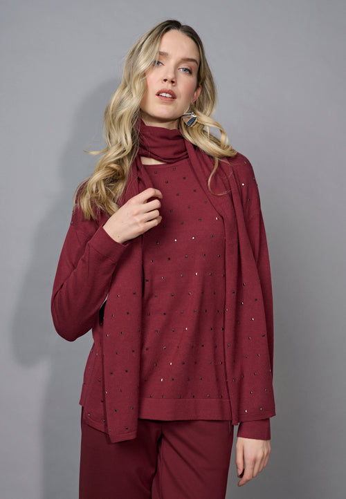 Stud Embellished Top With A Scarf Front View