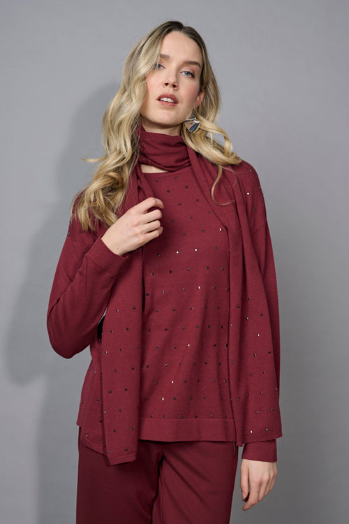 Stud Embellished Top With A Scarf