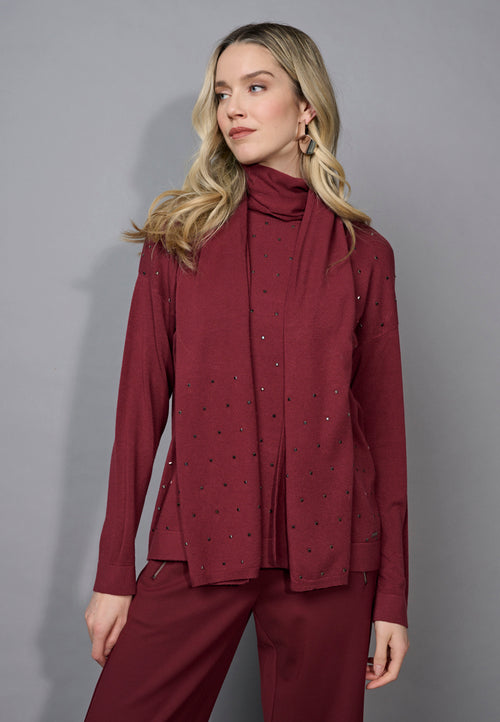 Stud Embellished Top With A Scarf Front View