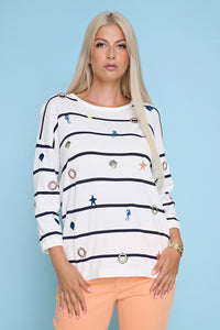 3/4 Sleeves Embellished Top