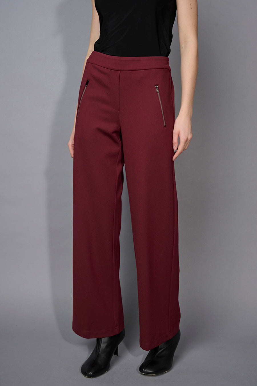 Zip-Trim Wide-Leg Full-Length Pants