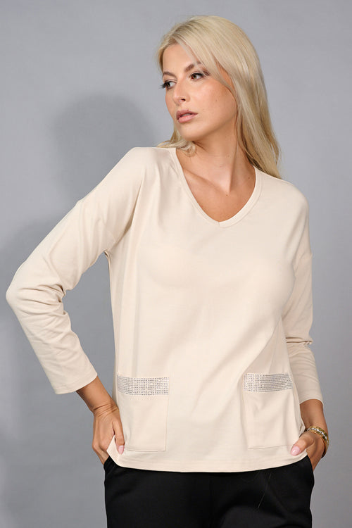 V-Neck Top With Pockets