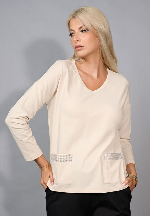 V-Neck Top With Pockets