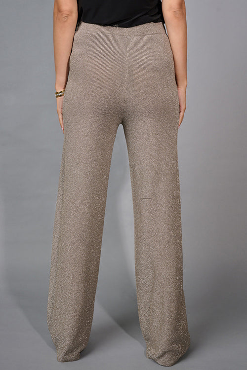 Metallic Wide-Leg Knit Pants