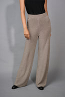 Metallic Wide-Leg Knit Pants