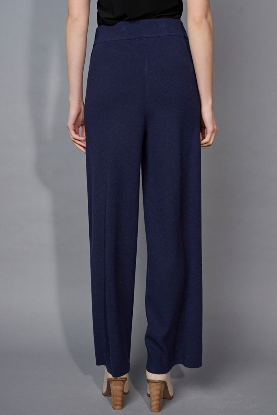 Wide-Leg Full-Length Knit Pants