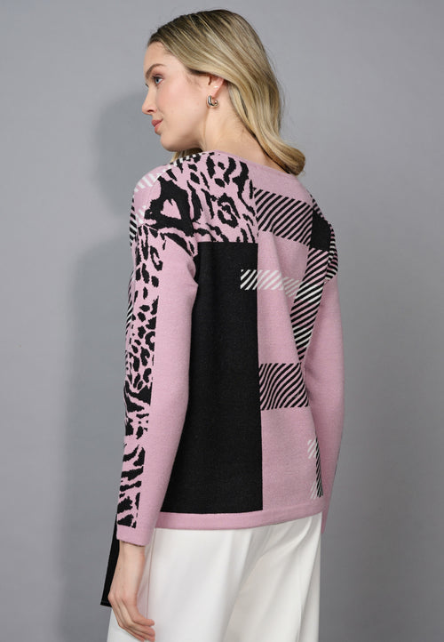 Drawstring Hem Jacquard Top Back View