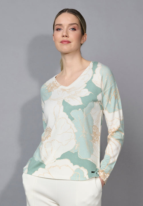 Floral Print V-Neck Top Front View