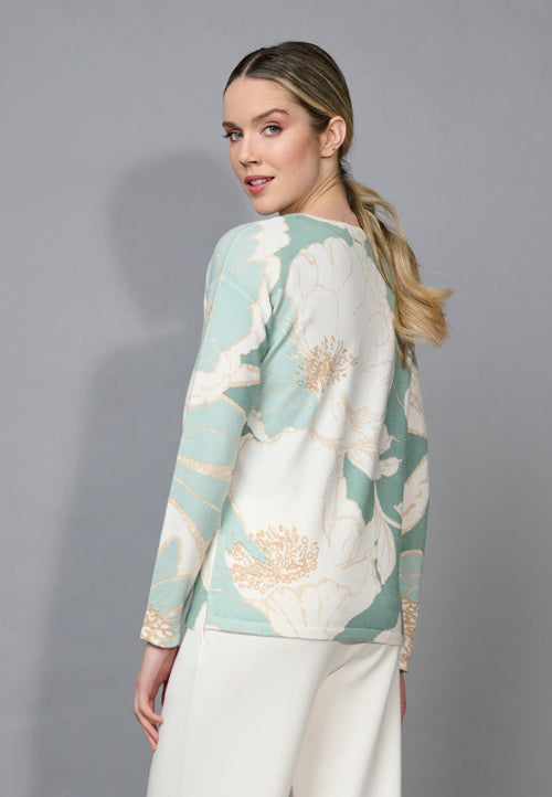 Floral Print V-Neck Top Back View