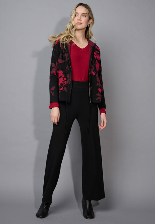 Embellished Zip-Front Hooded Jacket Full Length