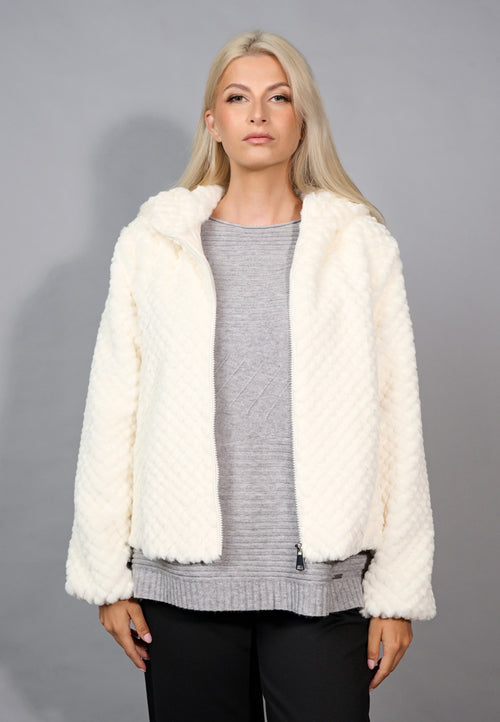 Faux-Fur Zip-Front Jacket Front View