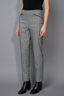 Plaid Bengaline Piping Detailed Straight-Leg Full-Length Pants