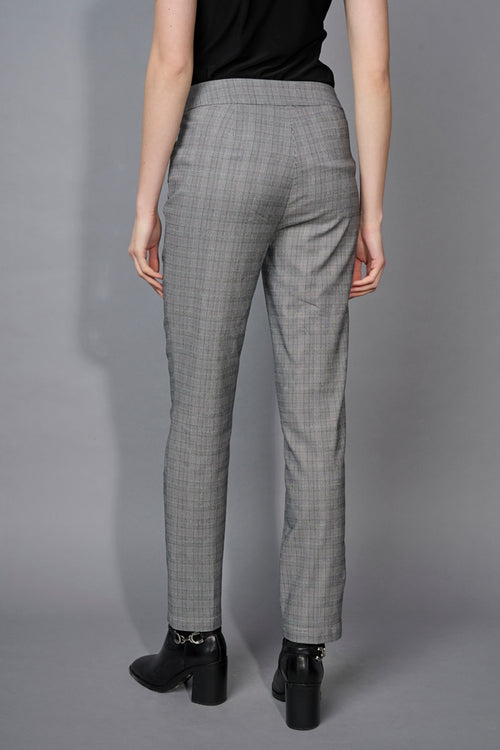 Plaid Bengaline Piping Detailed Straight-Leg Full-Length Pants
