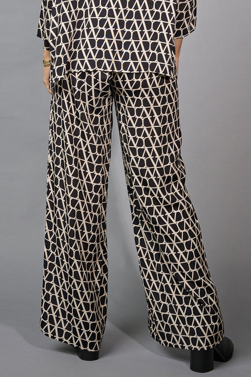 Printed Wide-Leg Full-Length Pants