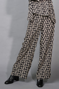 Printed Wide-Leg Full-Length Pants