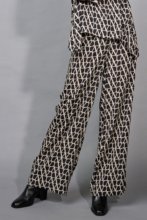 Printed Wide-Leg Full-Length Pants