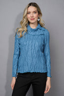 Split Collar Pleated Top