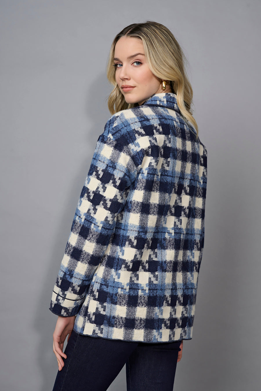 Houndstooth Button-Front Jacket