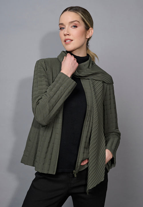 Pleated Jacket With A Scarf Front View