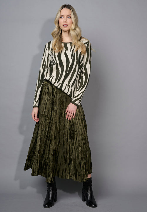 Crinkled Long Skirt Front View