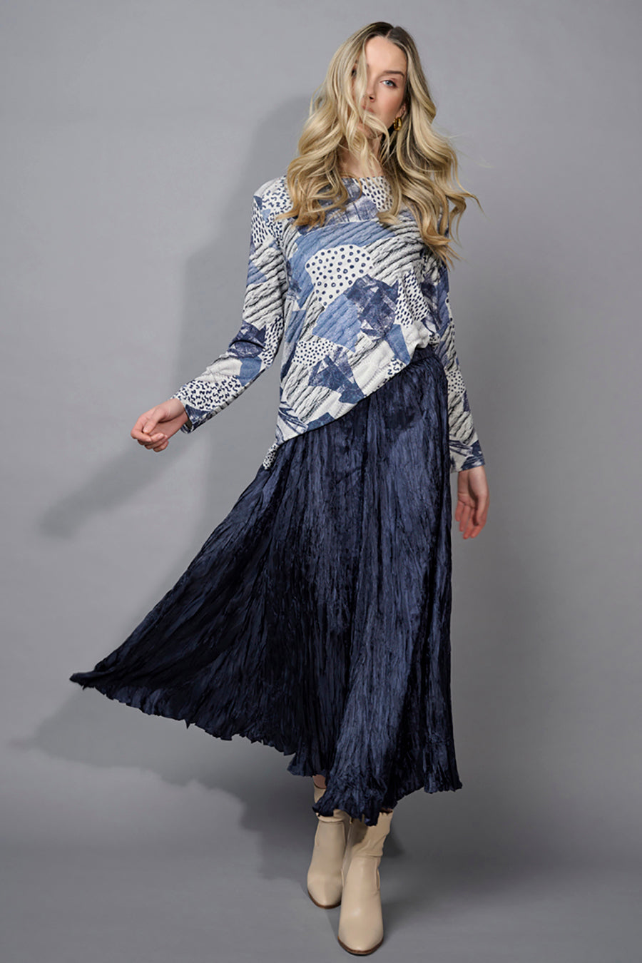 Crinkled Long Skirt