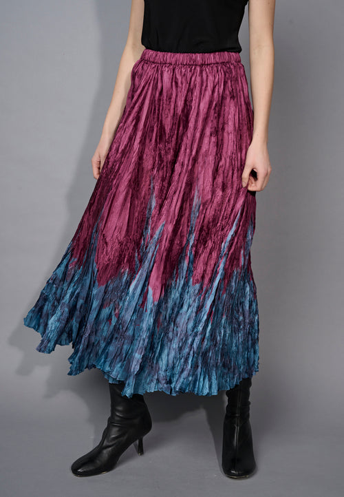 Printed Crinkled Long Skirt Front View