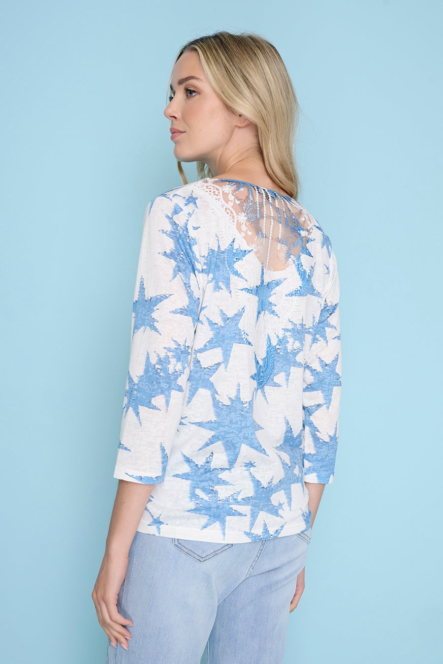 V-Neck Star Printed Top