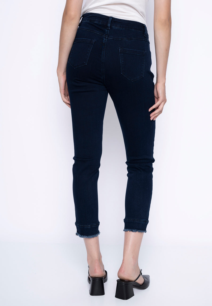 Embellished Ankle-Length Fringed Jeans