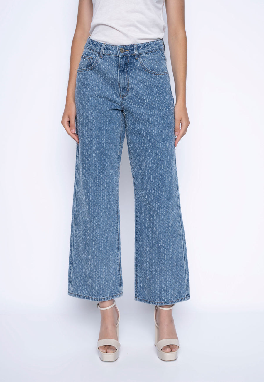 Rhinestone Wide-Leg Jeans