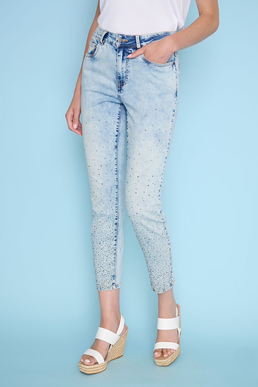 Embellished Ankle-Length Jeans