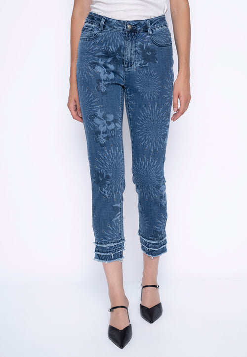 Frayed Hem Cropped Jeans Front View