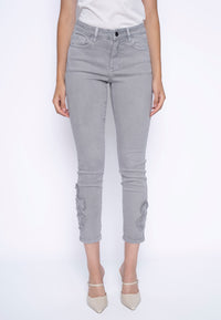 Dimensional Embellished Ankle-Length Jeans