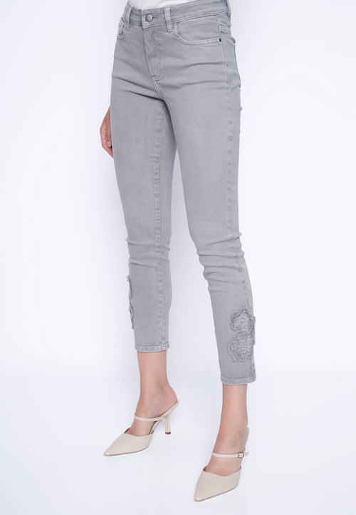 Dimensional Embellished Ankle-Length Jeans Side View