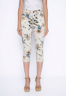 Printed Denim Capri Jeans Front View