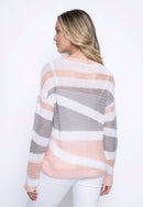 Open-Knit Color Blocking Top Back View