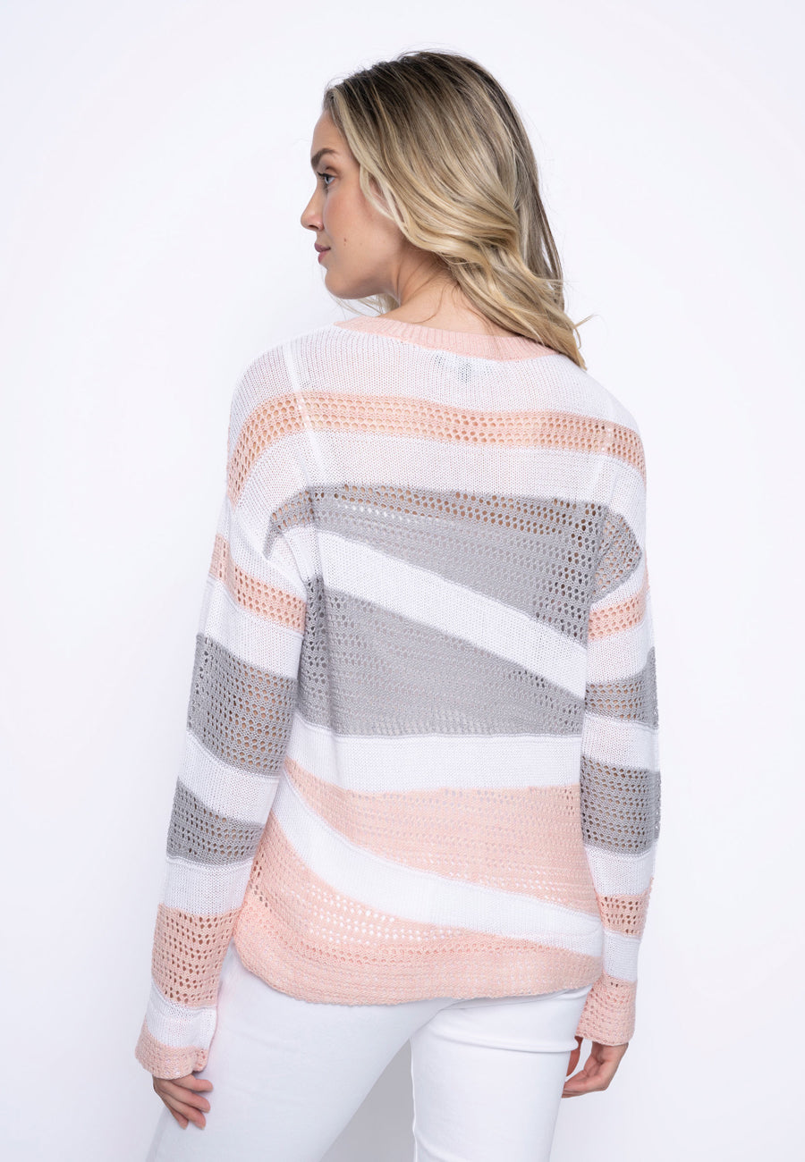 Open-Knit Color Blocking Top