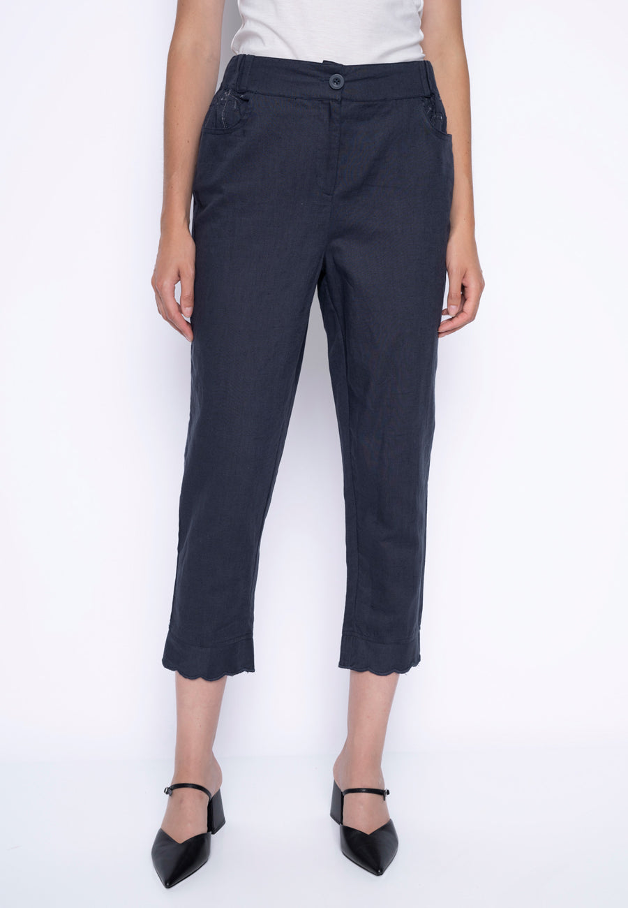 Scalloped Edge Capri Pants Front View