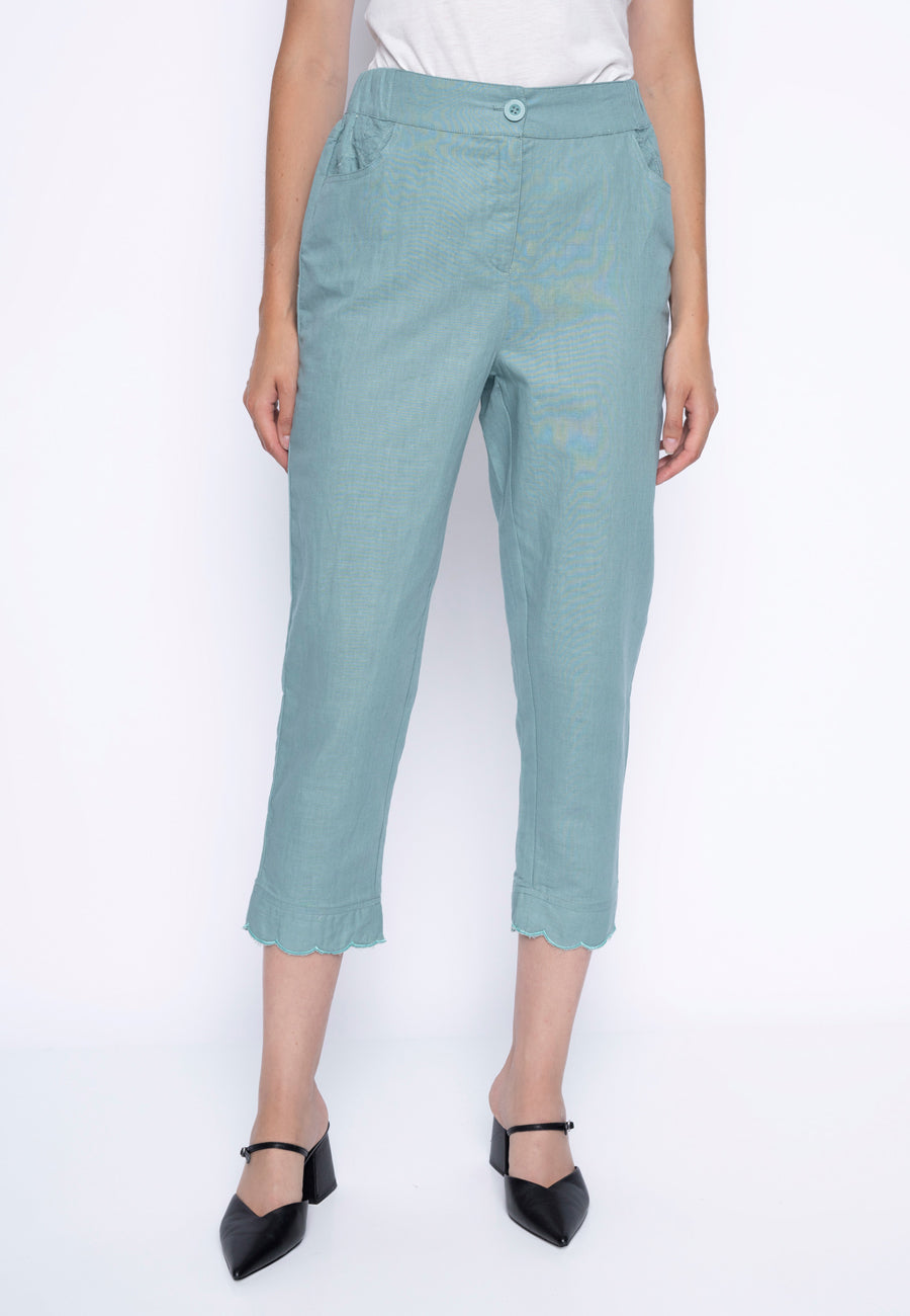 Scalloped Edge Capri Pants Front View