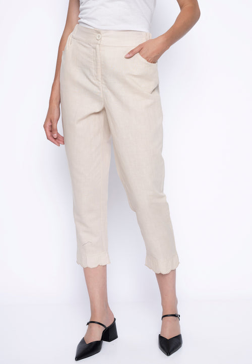 Scalloped Edge Capri Pants Front View