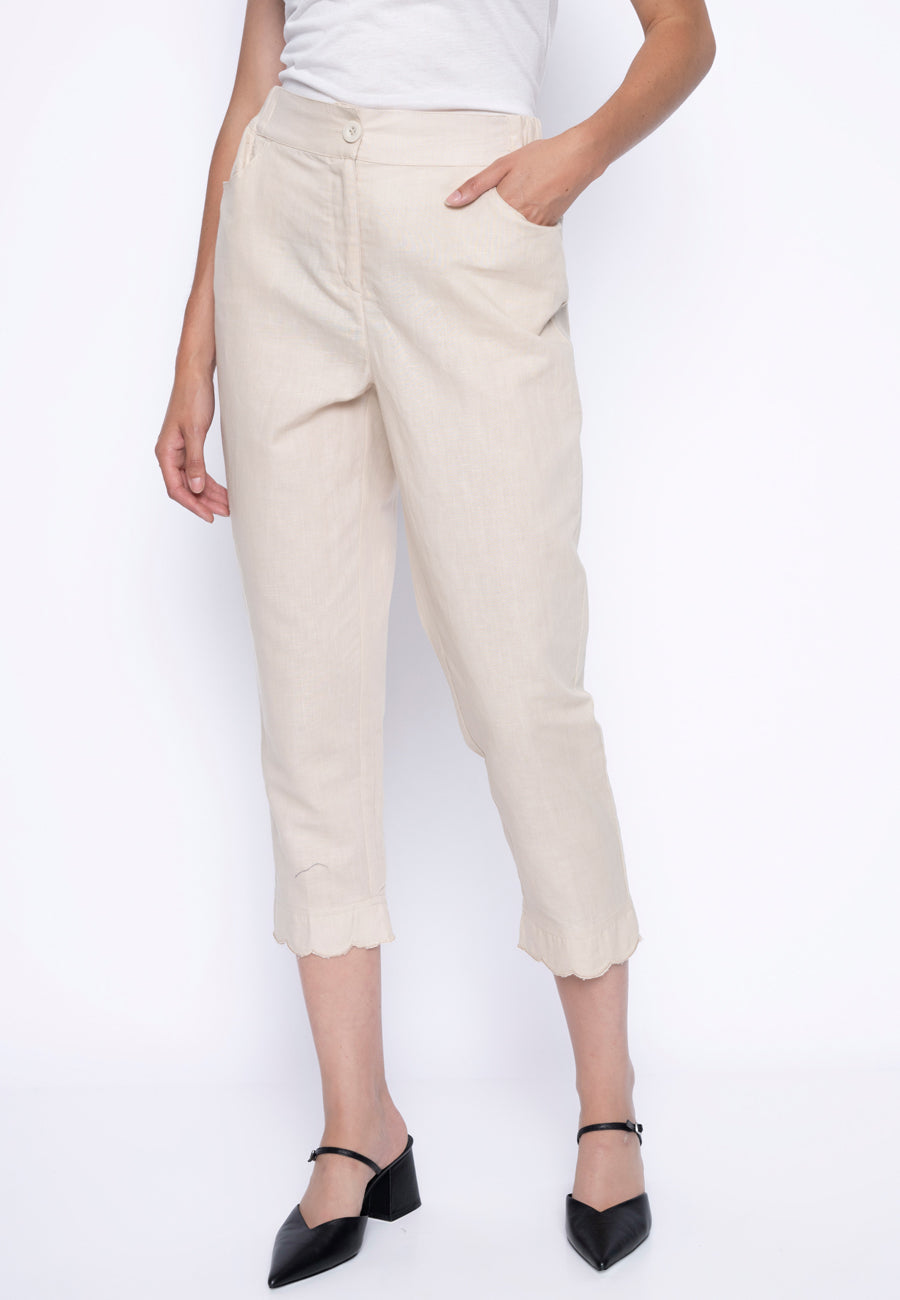 Scalloped Edge Capri Pants Front View