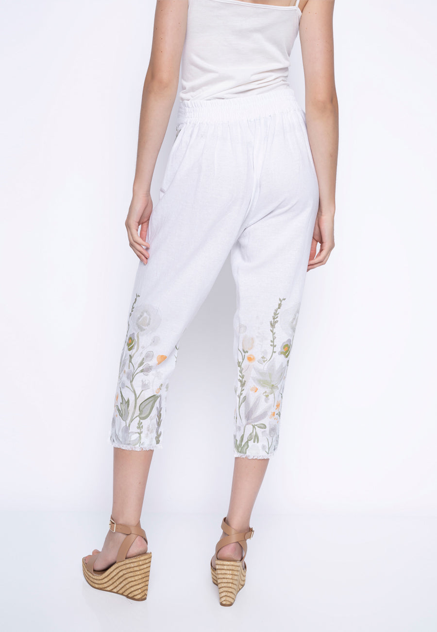 Printed Linen Capri