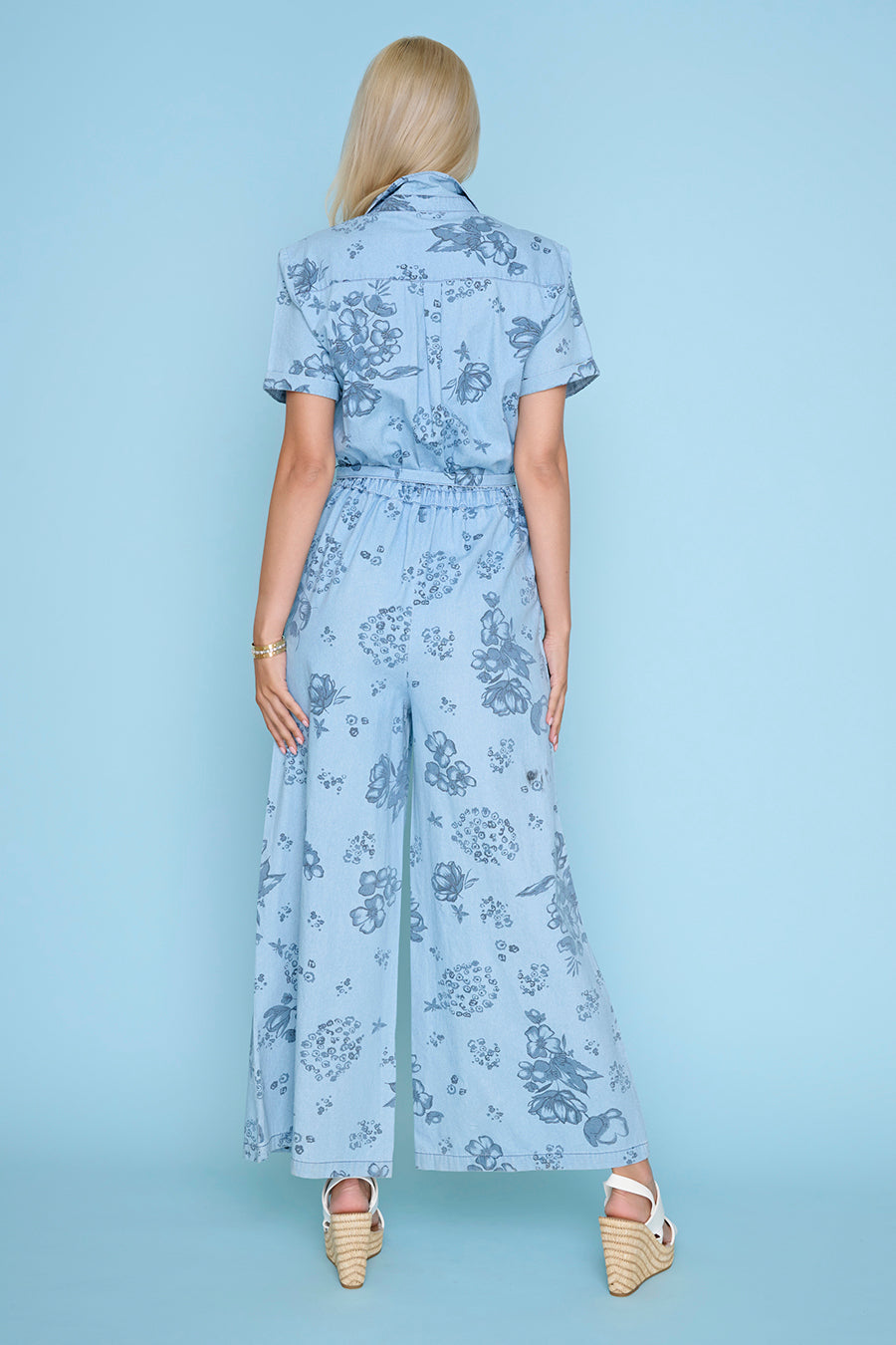 Short-Sleeve Jumpsuit With Waist Tie Back View