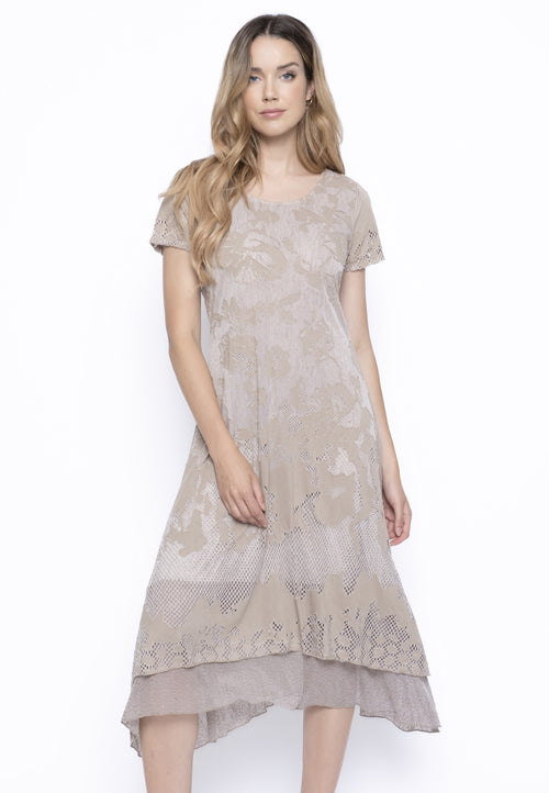 Short Sleeve Pointed Hem Dress Front View