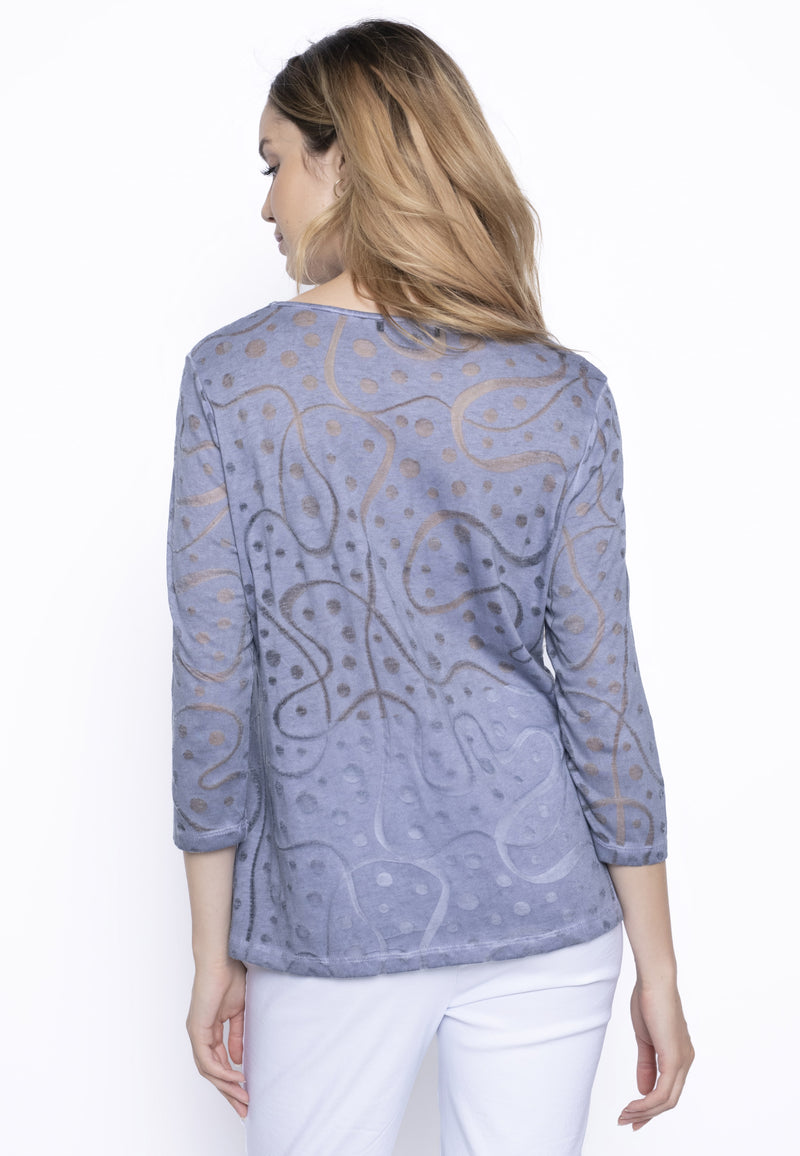 3/4 Sleeve Mixed Fabric Top Back View