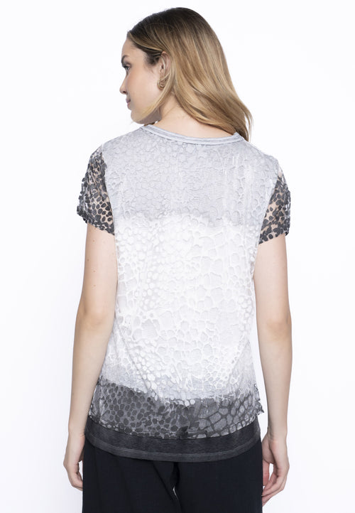 Split Sleeve Mixed Fabric Top Back View