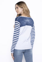 Long-Sleeve Printed Stripe Knitted Top Back View