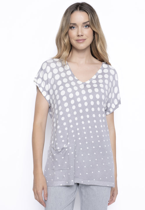 V-Neck Polka Dot Top Front View