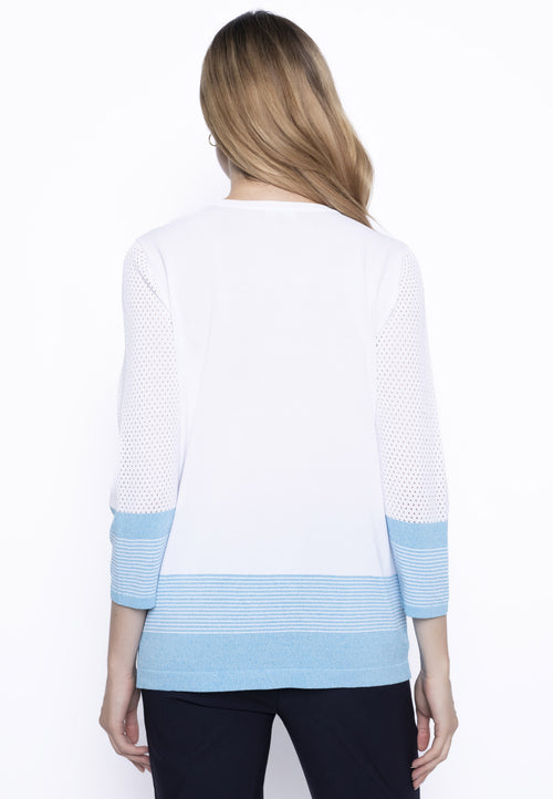 3/4 Sleeve Knitted Stripe Top Back View