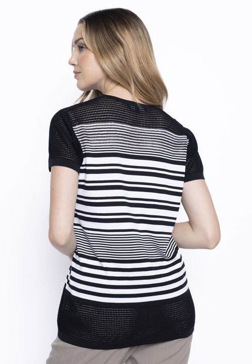 Cap Sleeve Stripe Knitted Top Back View