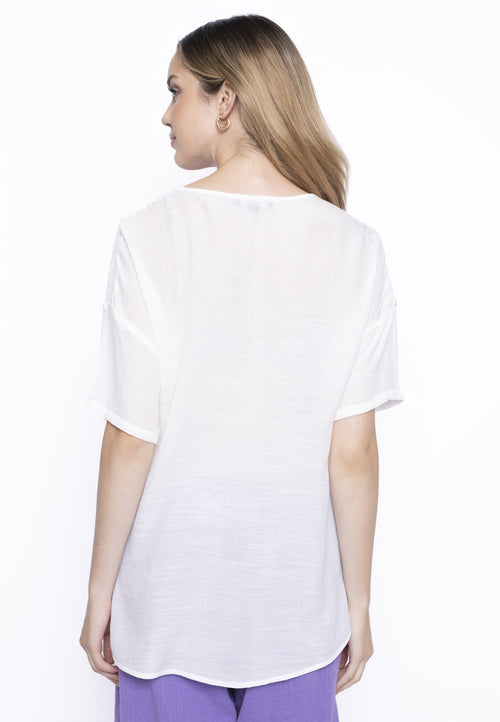 Embroidered Flowy Blouse Back View
